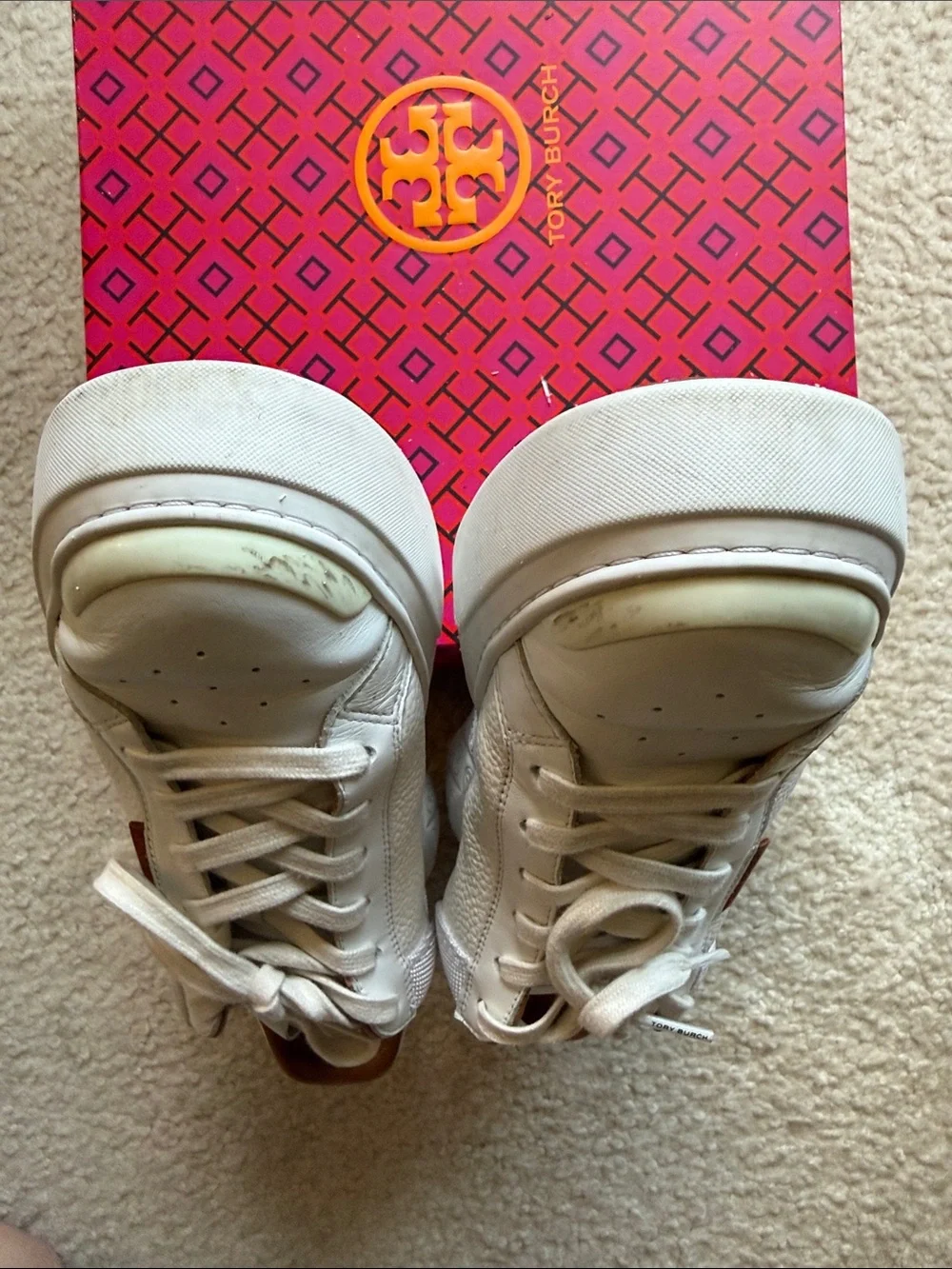 Tory Burch White Leather Low-Top Sneakers